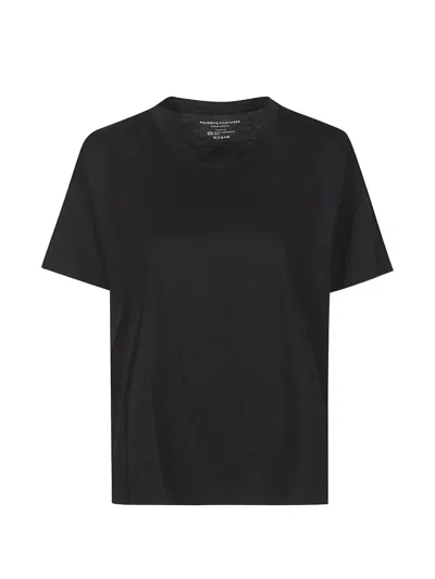 Majestic Short Sleeves Round Neck Sweater In Black