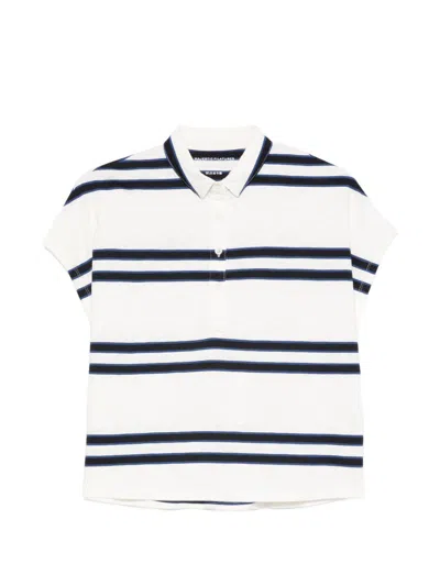 Majestic Short-sleeved White Polo Shirt With Blue Stripes  Filatures