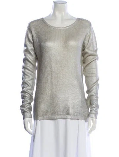 Pre-owned Majestic Silk Scoop Neck Sweater In Gray