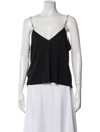 Pre-owned Majestic Silk V-neck Top In Black