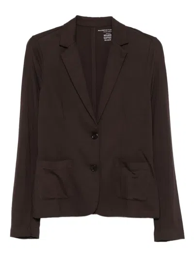 Majestic Single-breasted Fitted Jacket In Brown