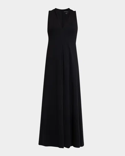 Majestic Sleeveless Suprima Cotton Midi Dress In Black