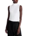 Majestic Soft Touch Viscose Sleeveless Turtleneck Top In Blanc