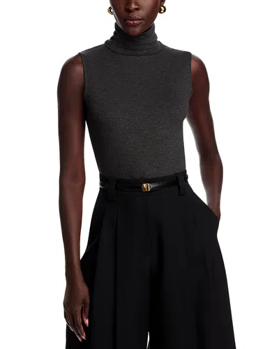 Majestic Sleeveless Turtleneck Top In Gray