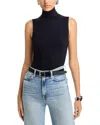 Majestic Soft Touch Viscose Sleeveless Turtleneck Top In Marine