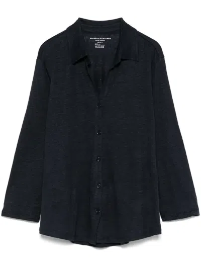 Majestic Slub-texture Shirt In Blue