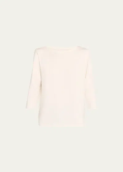 Majestic Soft Touch 3/4-sleeve Boat-neck Top In 104 Cream