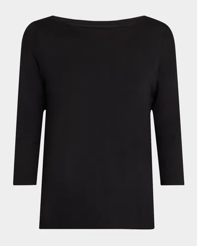 MAJESTIC SOFT TOUCH 3/4-SLEEVE PLEAT BACK CREWNECK TEE