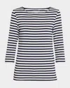 Majestic Soft Touch Boatneck Striped Jersey T-shirt In Marine