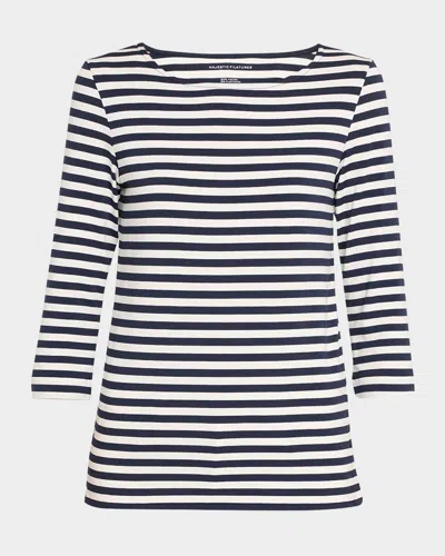 MAJESTIC SOFT TOUCH BOATNECK STRIPED JERSEY T-SHIRT