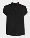 Majestic Soft Touch Button-down Jersey Shirt In Noir