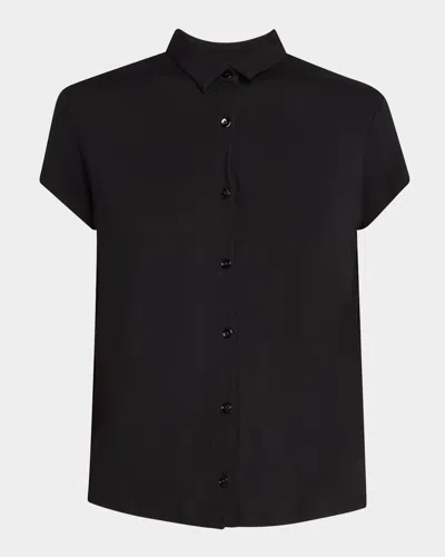 Majestic Soft Touch Button-down Jersey Shirt In Noir