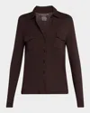 Majestic Soft Touch Button-down Shirt With Pockets In 628 Coffee