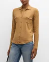 Majestic Soft Touch Button-down Shirt With Pockets In 644 Chamois