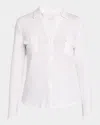 Majestic Soft Touch Button-down Shirt With Pockets In Blanc