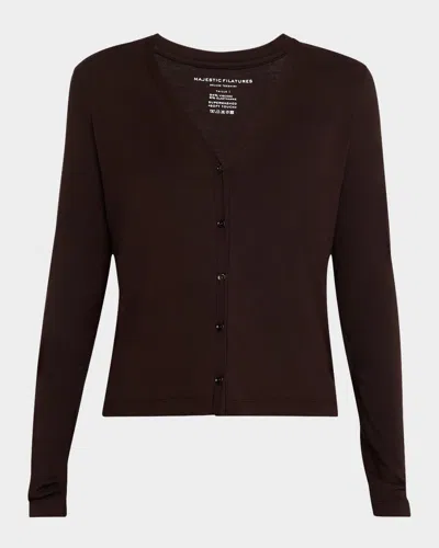 Majestic Soft Touch Button-front Cardigan In Coffee