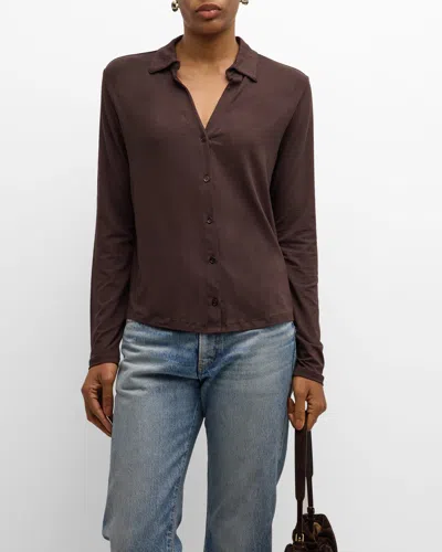 Majestic Soft Touch Button-front Shirt In 628 Coffee