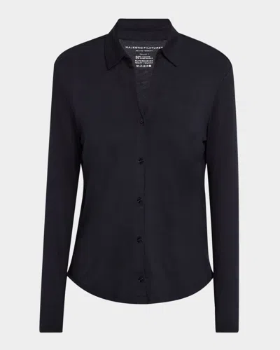 Majestic Soft Touch Knit Shirt In Marine