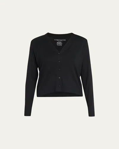 Majestic Soft Touch Button-front Cardigan In Black