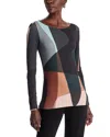 Majestic Soft Touch Camo Boat Neck Top In Melange