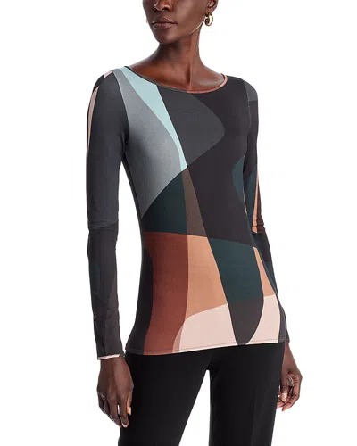 Majestic Soft Touch Camo Boat Neck Top In Melange
