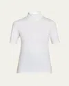 Majestic Soft Touch Elbow-sleeve Turtleneck Sweater In Blanc