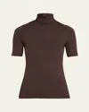 Majestic Soft Touch Elbow-sleeve Turtleneck In Coffee