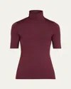Majestic Soft Touch Elbow-sleeve Turtleneck In Prune
