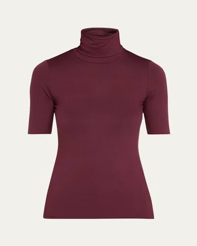 Majestic Soft Touch Elbow-sleeve Turtleneck In Prune