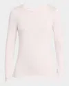 Majestic Soft Touch Flat-edge Long-sleeve Crewneck Top In Pink