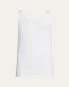 Majestic Soft Touch Flat-edge Scoop-neck Tank In White
