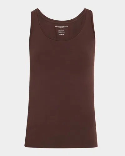Majestic Scoop Neck Tank In Coffee