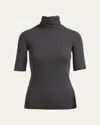 Majestic Soft Touch Half-sleeve Turtleneck In Anthracite