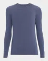 Majestic Soft Touch Long-sleeve Crewneck T-shirt In Blue