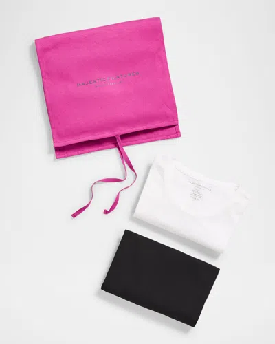 Majestic Soft Touch Long-sleeve Gift Pack, Set Of 2 In Blancnoir
