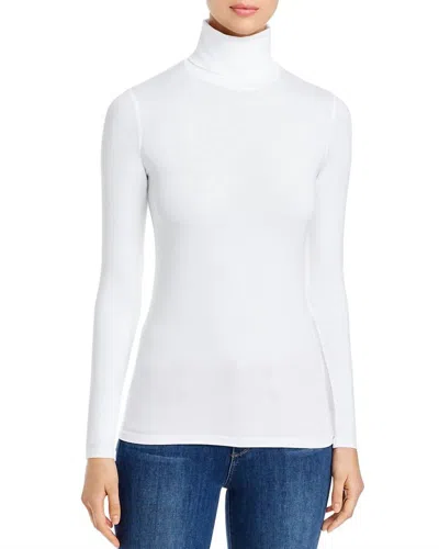 Majestic Soft Touch Long Sleeve Turtleneck Top In Blanc In White