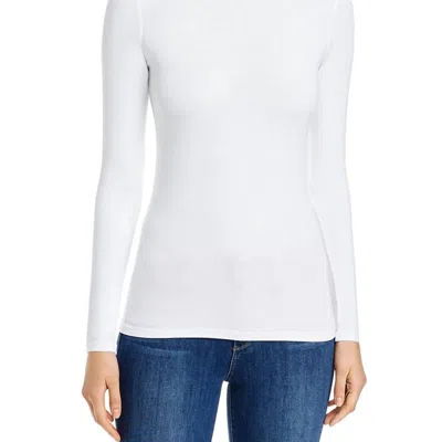 Majestic Soft Touch Long Sleeve Turtleneck Top In White