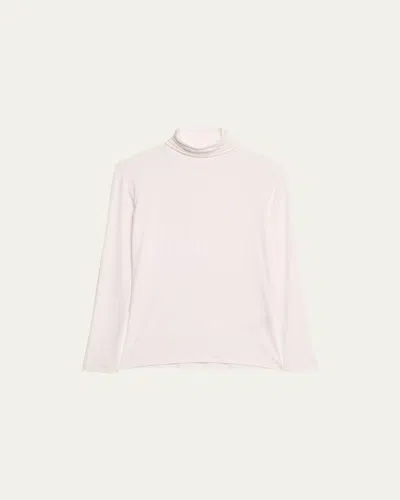 Majestic Cotton-cashmere Long Sleeve Turtleneck Top In Blanc Lait