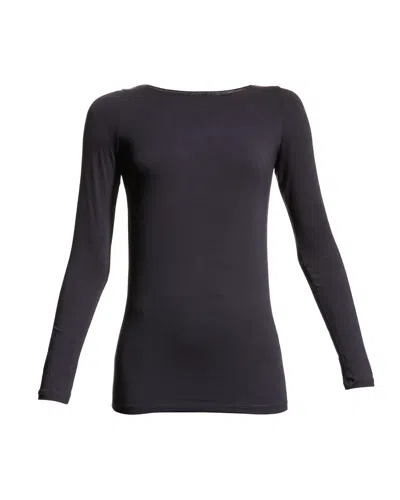 Majestic Soft Touch Marrow-edge Long-sleeve Top In Marine