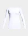Majestic Filatures Soft Touch Long Sleeve Merrow Edge Boatneck T-shirt In White