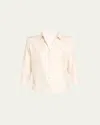 Majestic Soft Touch Metallic Button-front Shirt With Side Slits In White