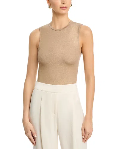 Majestic Soft Touch Metallic Crewneck Tank Top In Brown