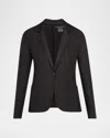 Majestic Soft Touch Metallic One-button Blazer In Blanc