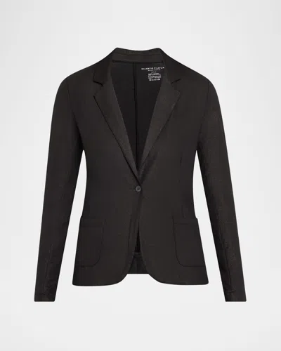 Majestic Soft Touch Metallic One-button Blazer In Blanc