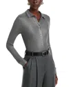Majestic Soft Touch Metallic Rib Long Sleeved Shirt In Gray