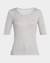 Majestic Soft Touch Metallic Ribbed Top