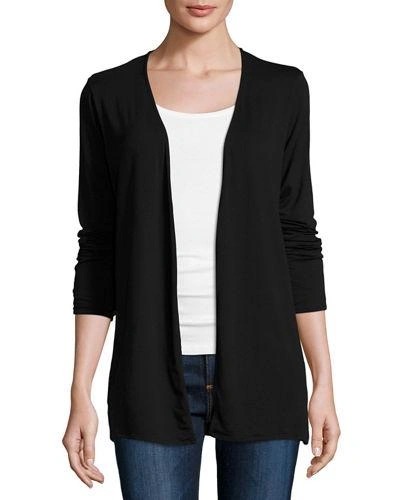 Majestic Soft Touch Open Cardigan In Black