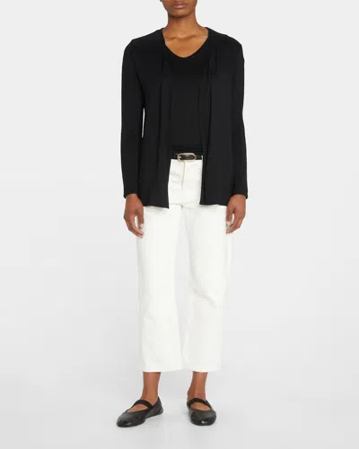 Majestic Soft Touch Open-front Cardigan In Black