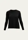 Majestic Soft Touch Pleated Crewneck Pullover In 002 Noir