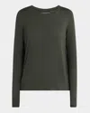 Majestic Soft Touch Pleated Crewneck Pullover In 608 Forest